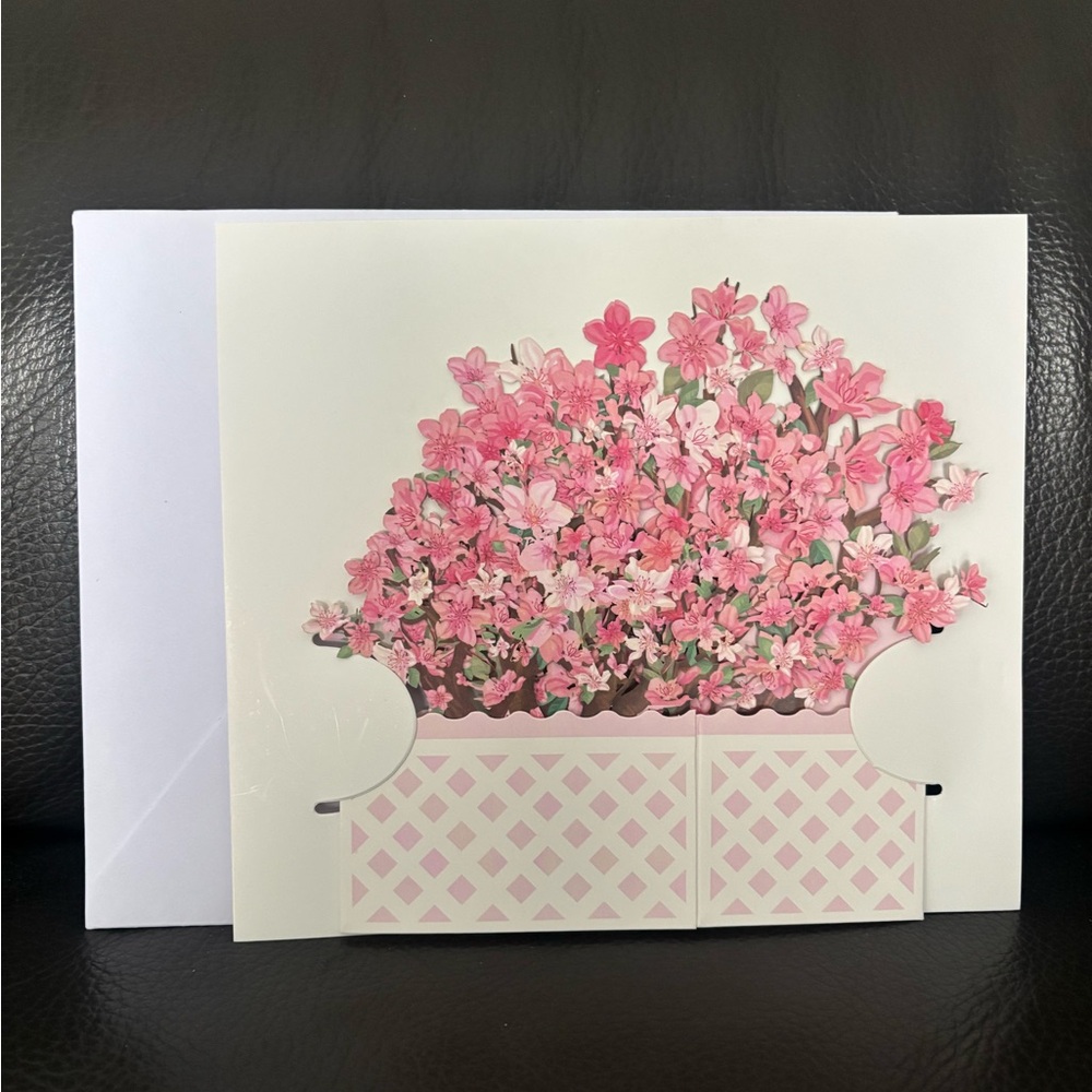 Pink Floral Arrangement Pop Up Card - Picture 2 of 7